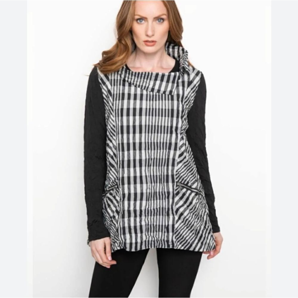 Liv by Habitat Clothing Scrunched Perfect Sculpt Mixed Media Tunic Size Small